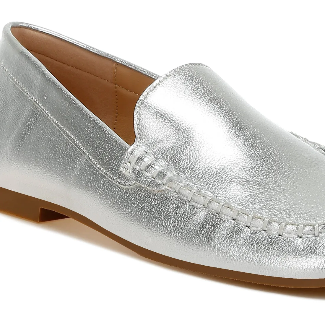 Metallic Pleather Loafers