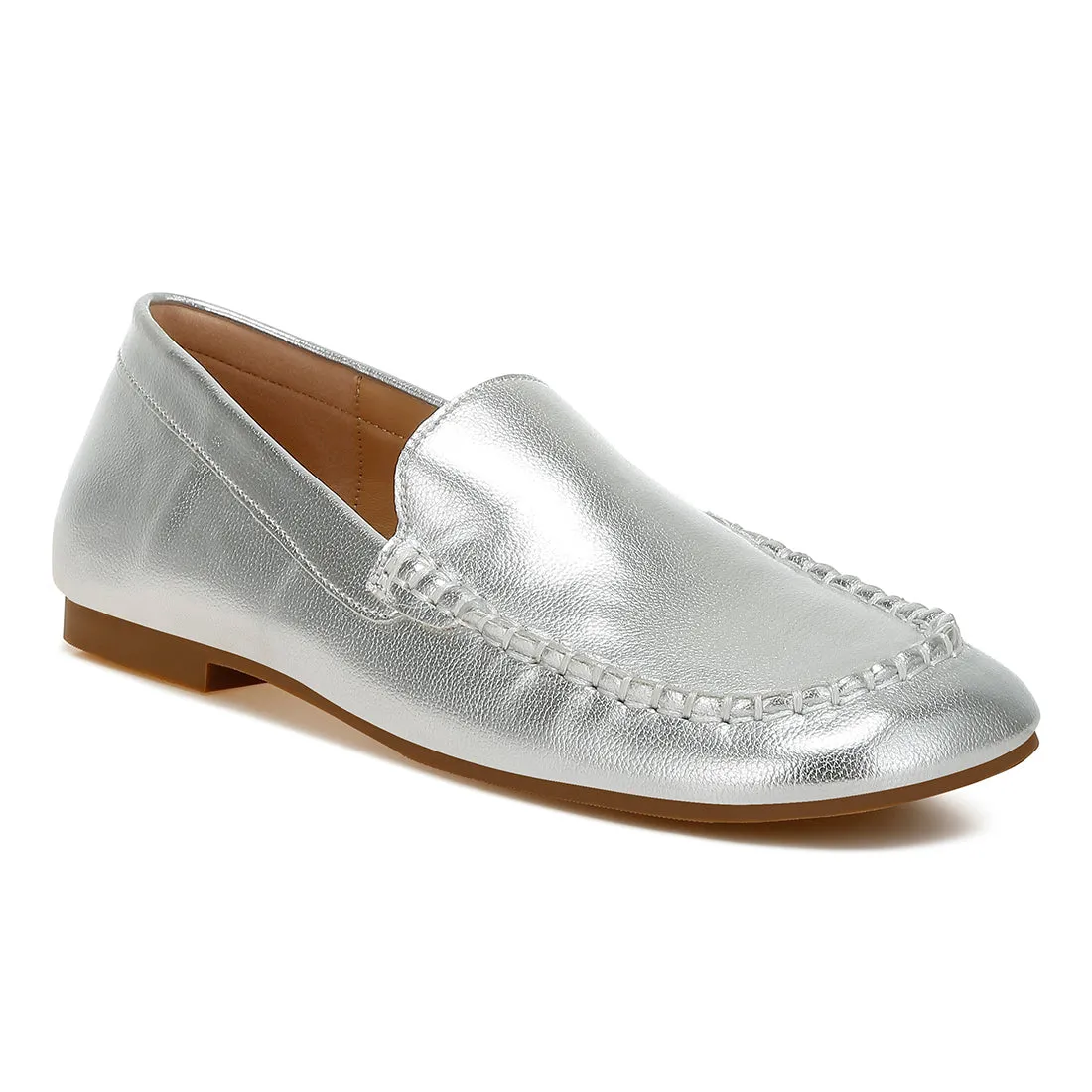 Metallic Pleather Loafers