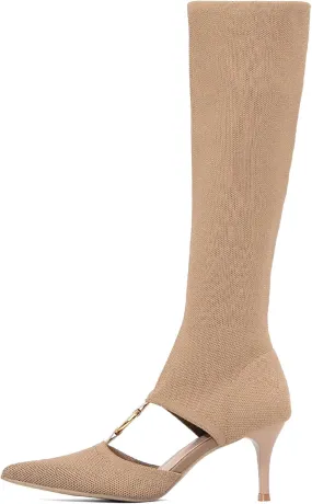 MOUSSE FIT Women's Pointed Toe stiletto Casual Breathable Sock High Boots