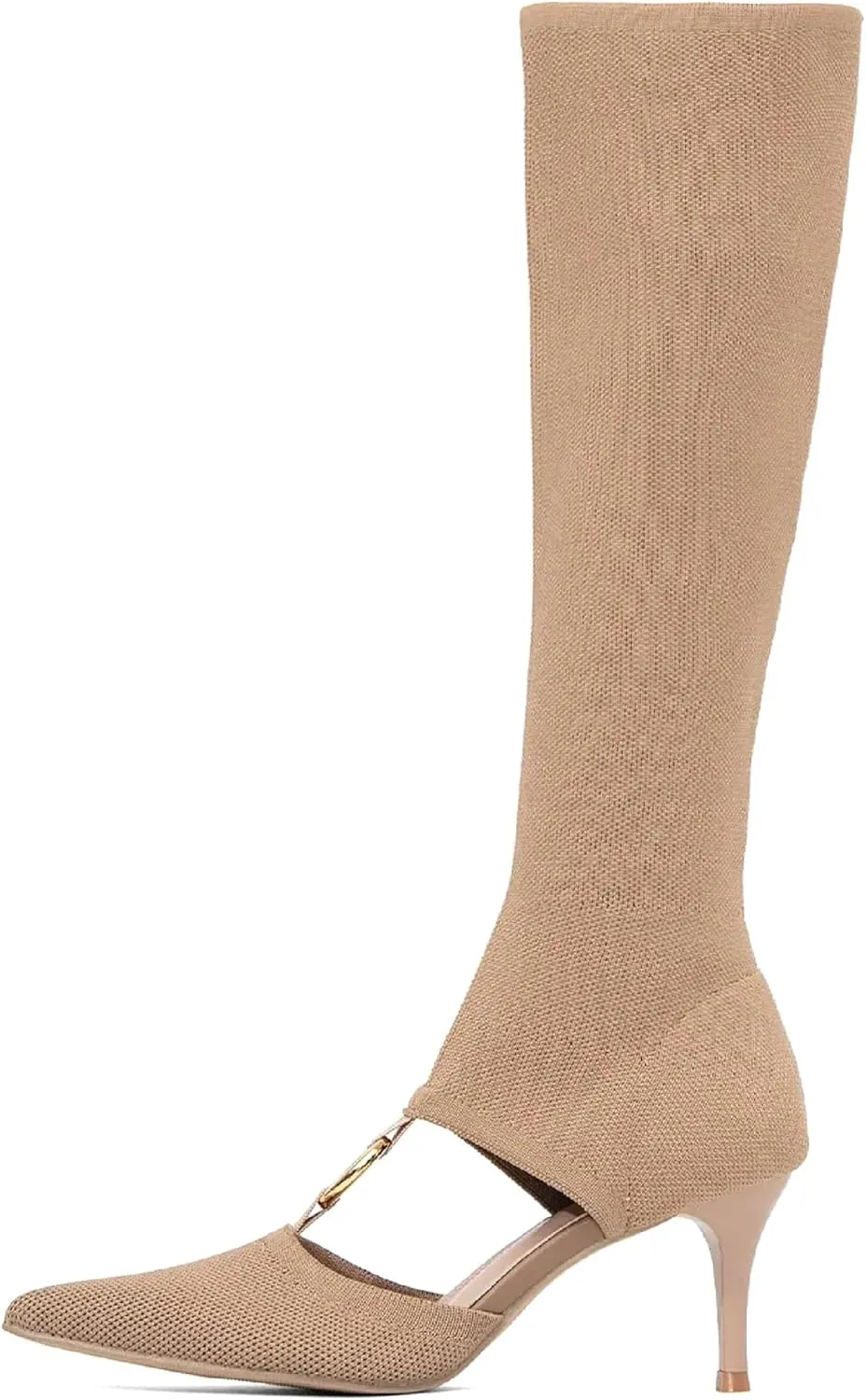 MOUSSE FIT Women's Pointed Toe stiletto Casual Breathable Sock High Boots