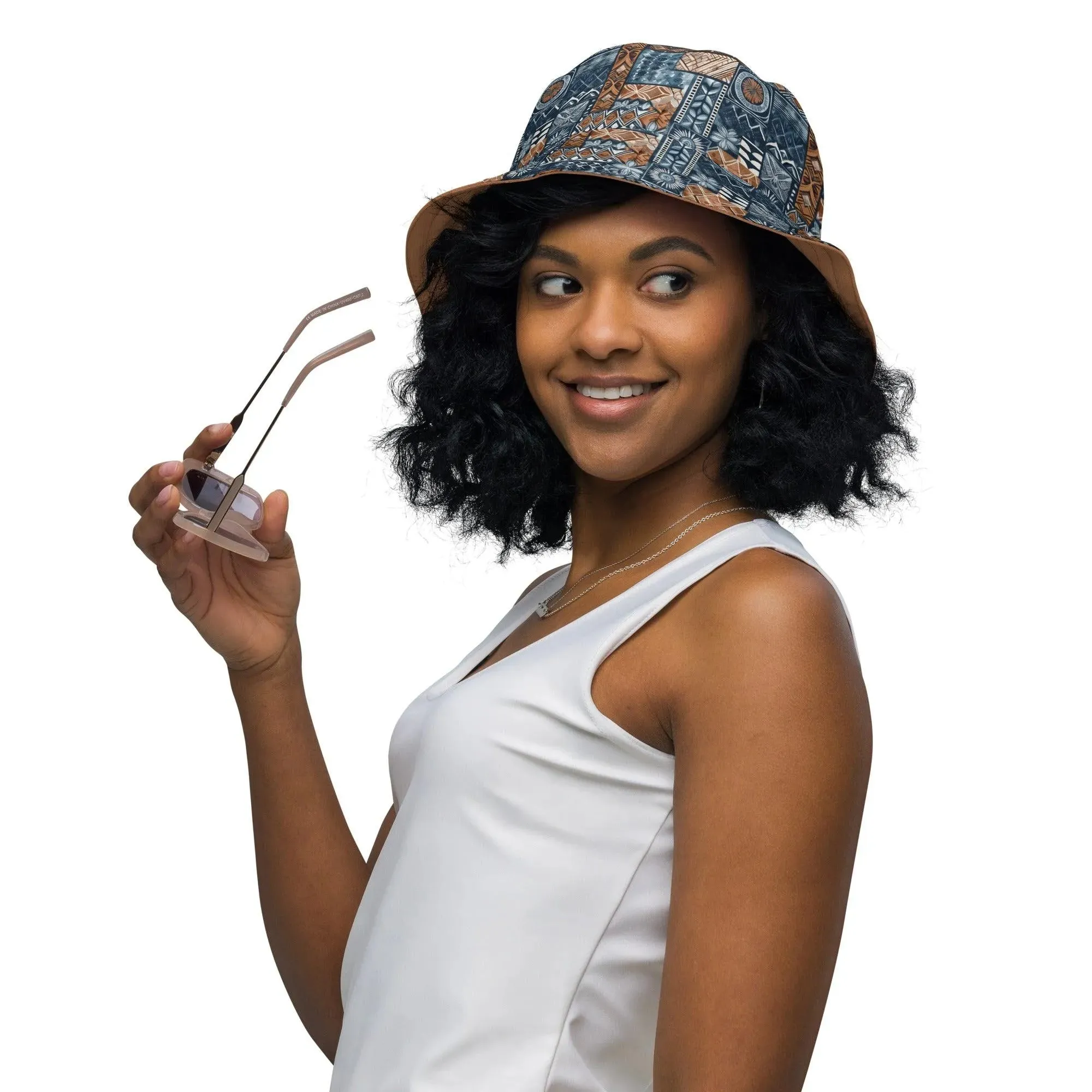 Pacific Islands Tapa Cloth Reversible Bucket Hat