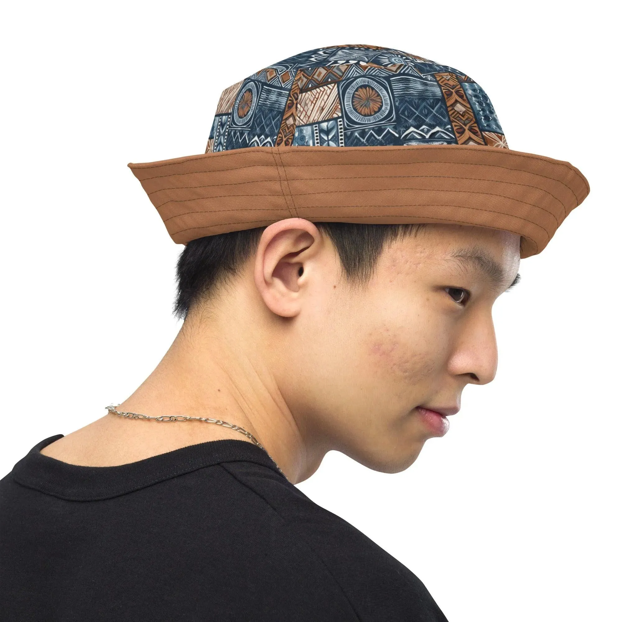 Pacific Islands Tapa Cloth Reversible Bucket Hat