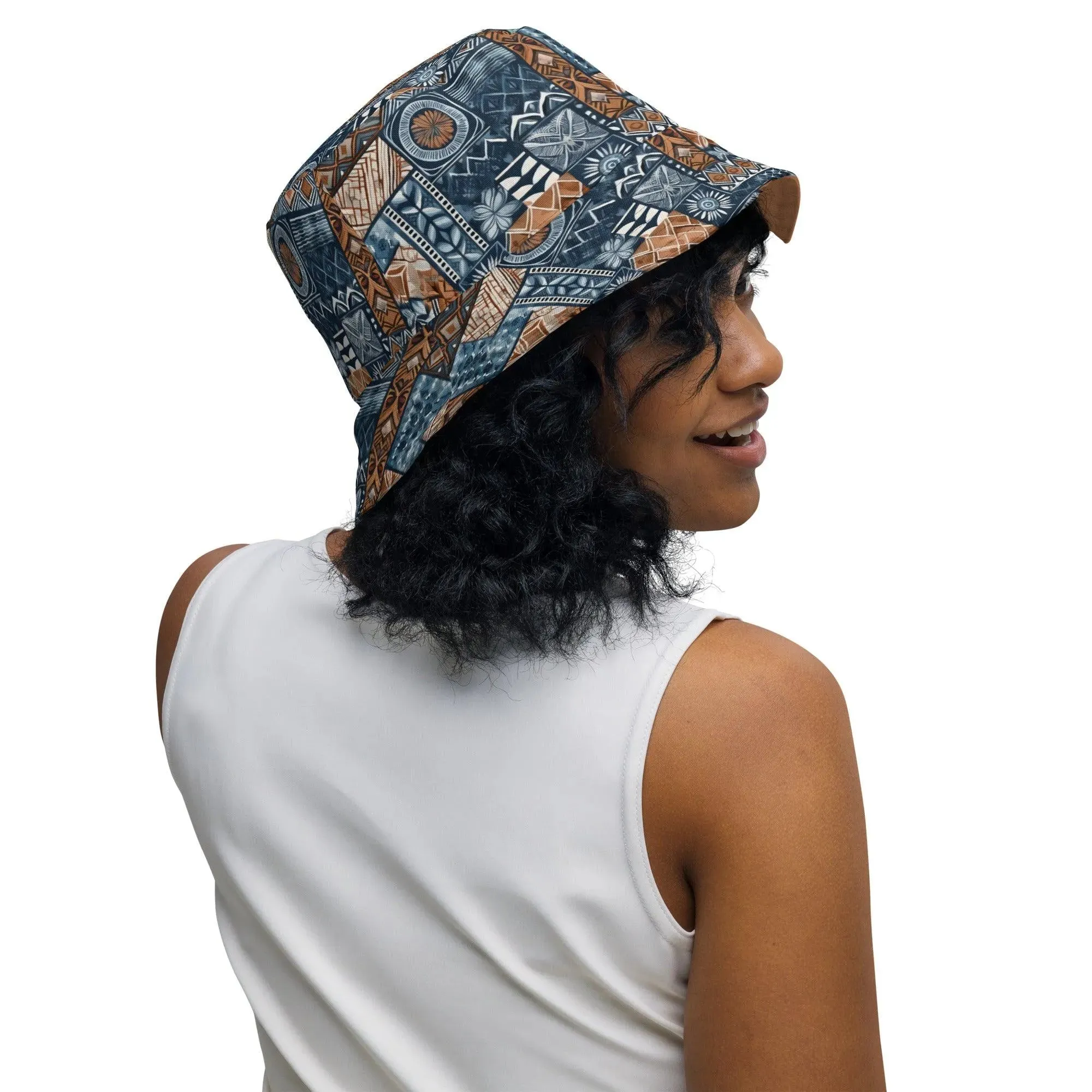 Pacific Islands Tapa Cloth Reversible Bucket Hat
