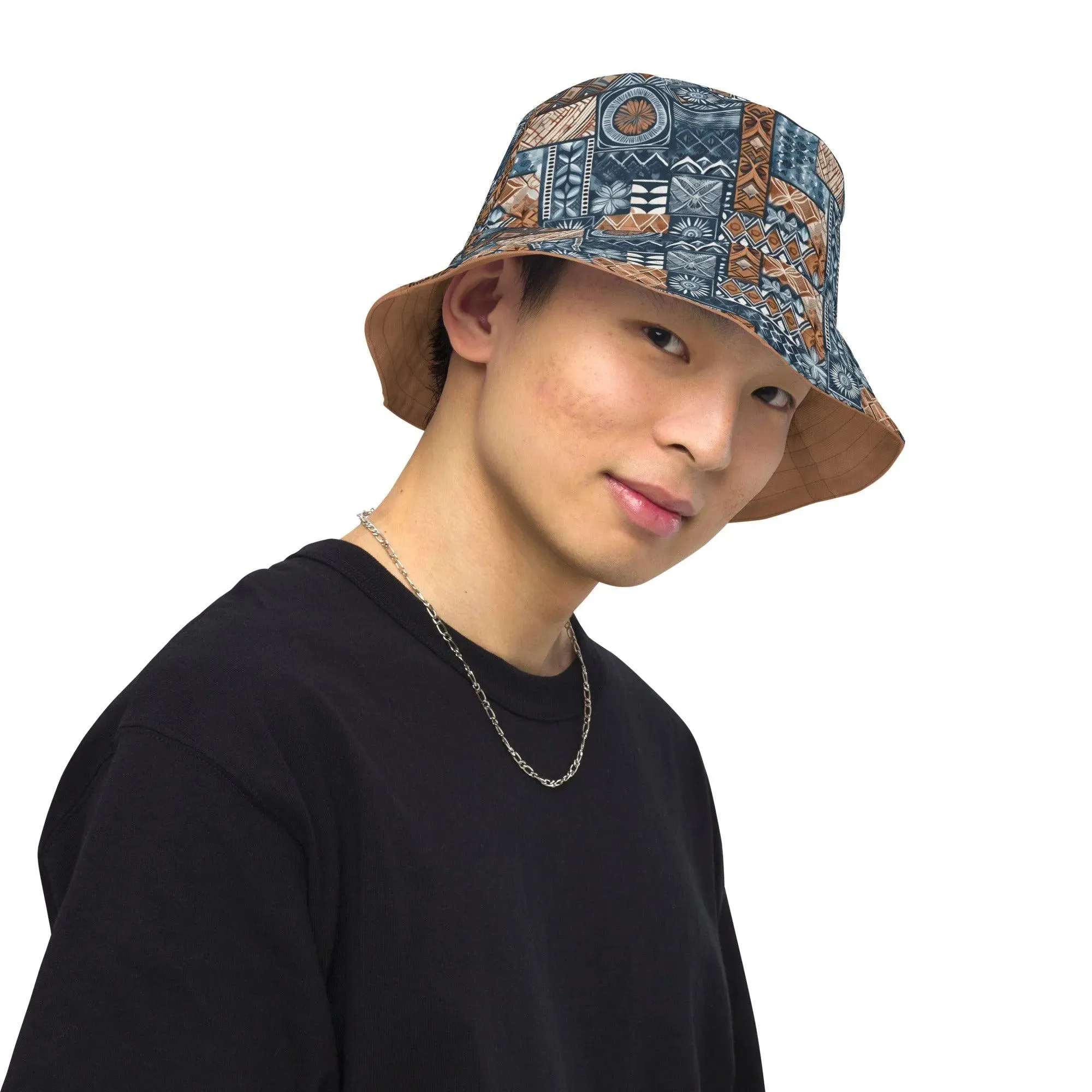 Pacific Islands Tapa Cloth Reversible Bucket Hat