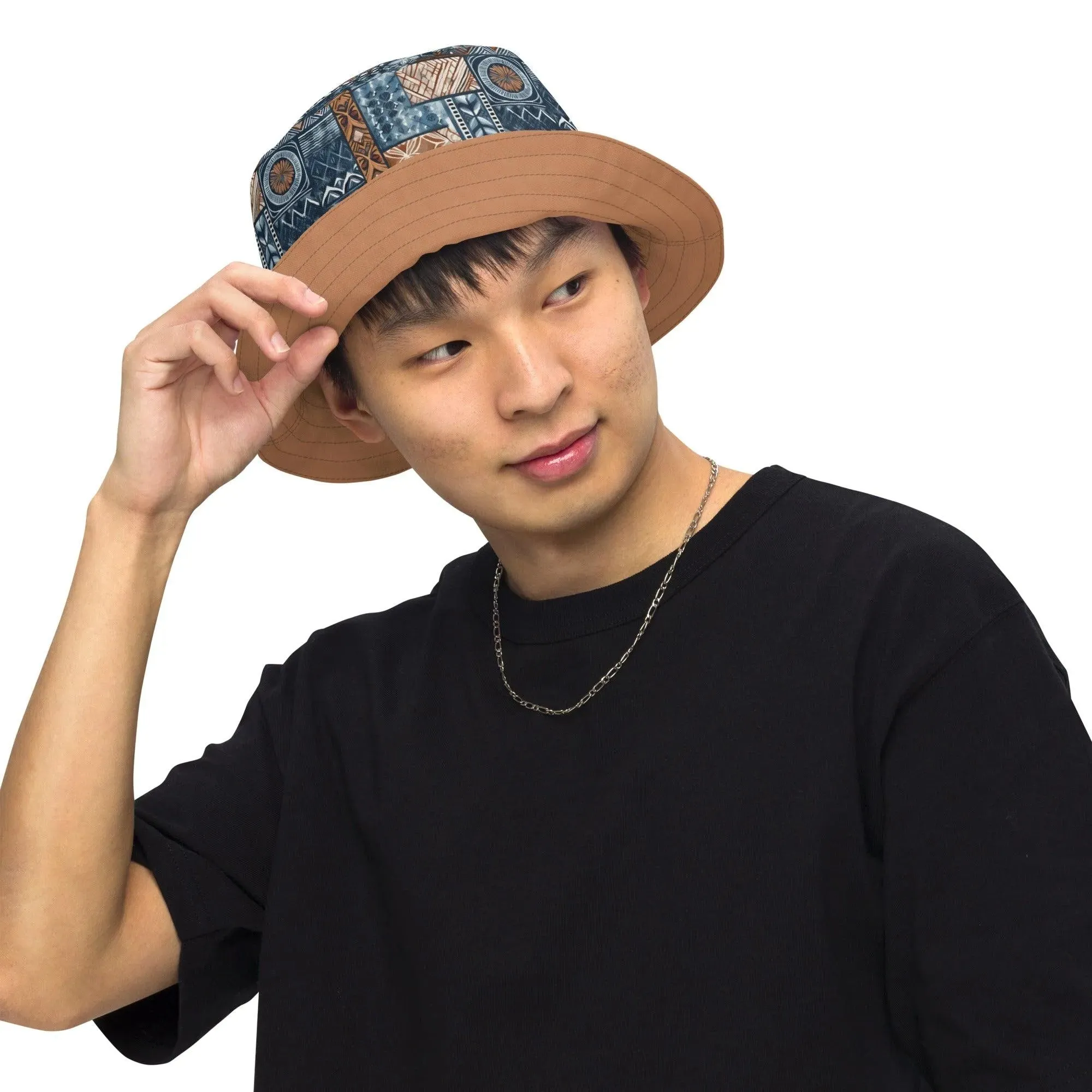 Pacific Islands Tapa Cloth Reversible Bucket Hat