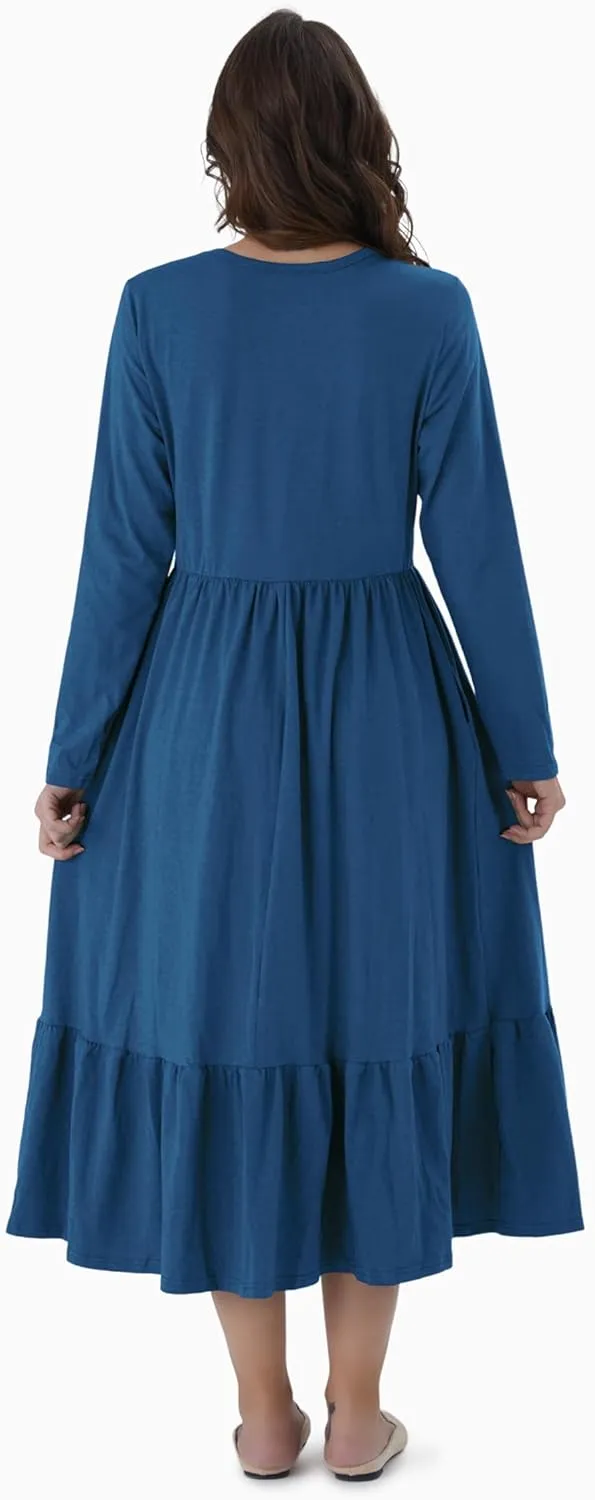 PATPAT Mommy and Me Long Sleeve Matching Dresses, Mother Daughter Cute Casual & Formal Outfits for Mom and Girls