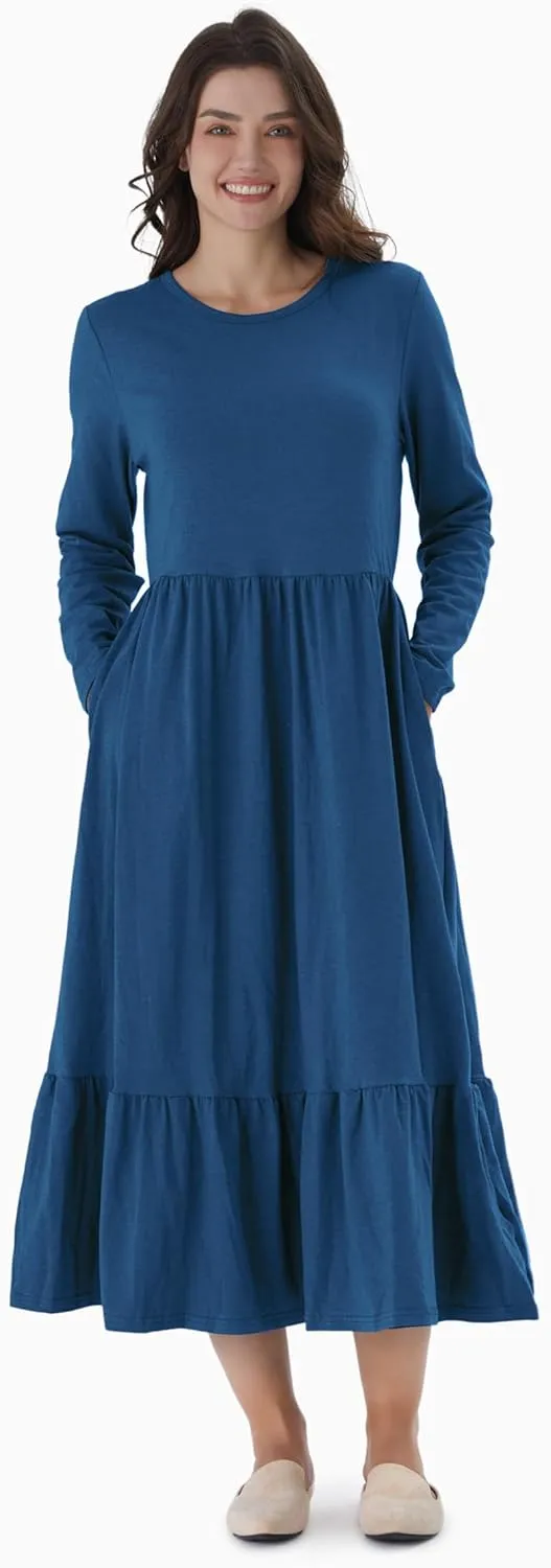 PATPAT Mommy and Me Long Sleeve Matching Dresses, Mother Daughter Cute Casual & Formal Outfits for Mom and Girls