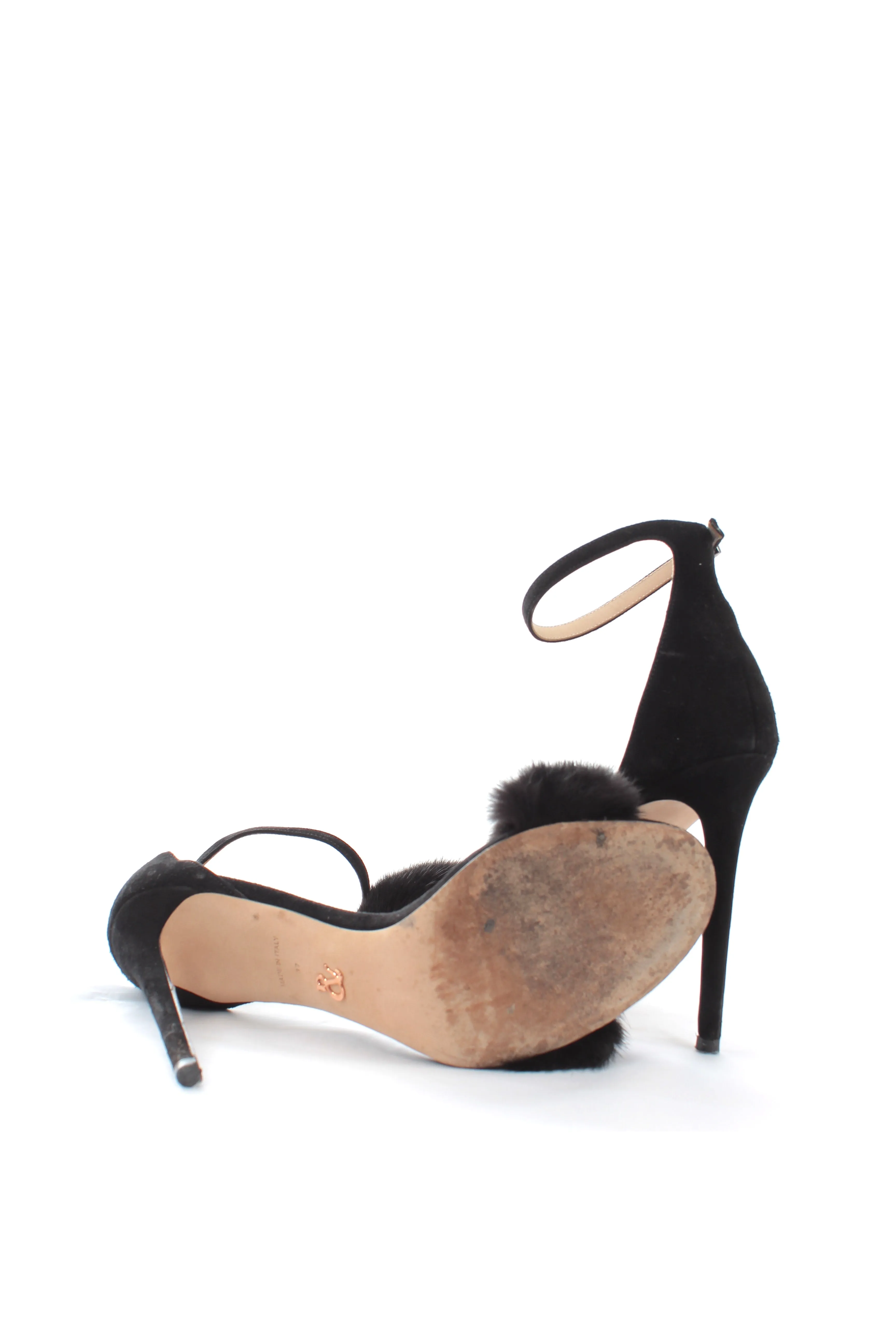 Ralph & Russo Mink and Suede Sandals
