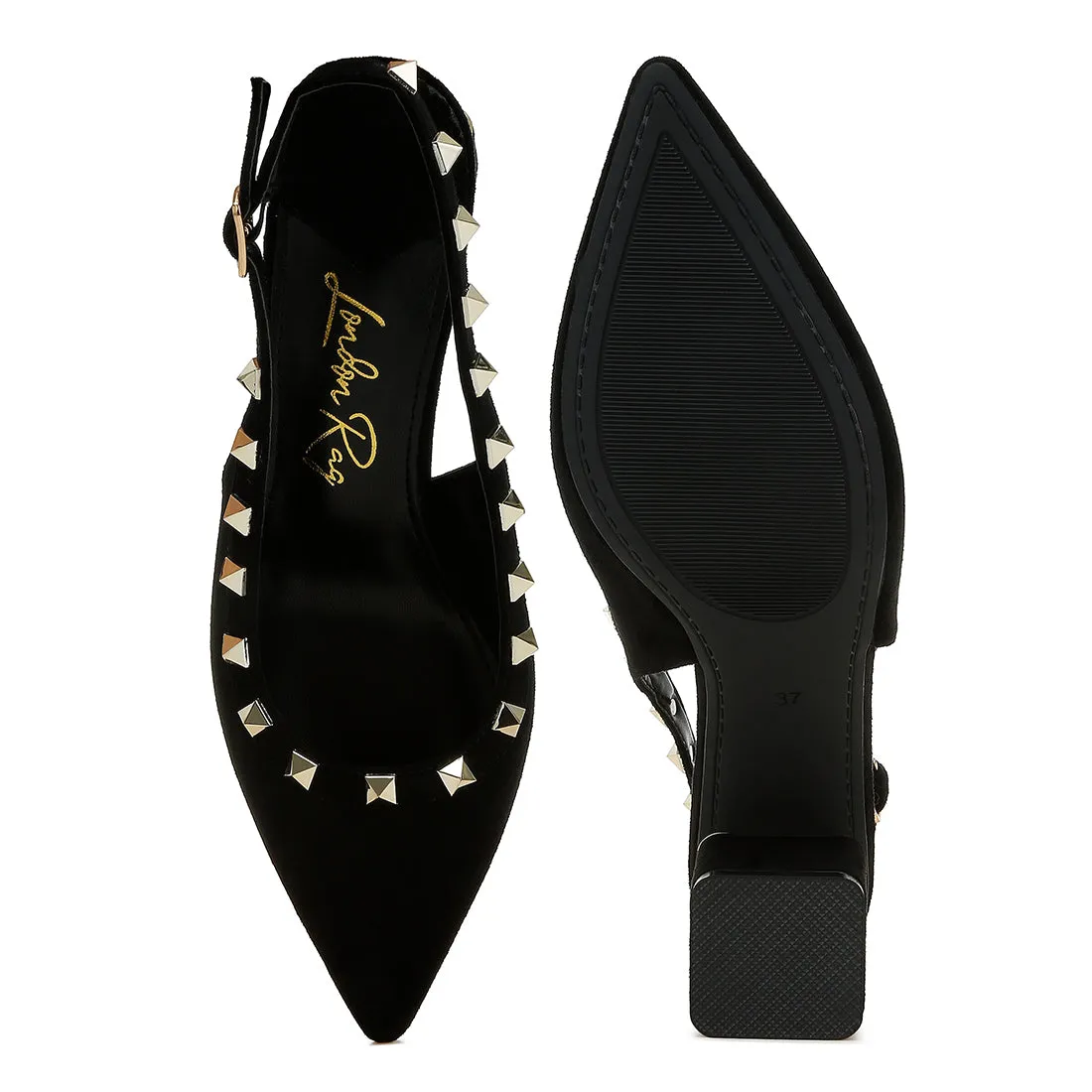 Stud Embellished Microfiber Sandals