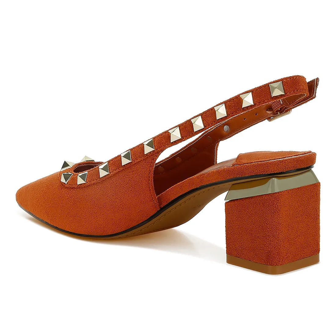 Stud Embellished Microfiber Sandals