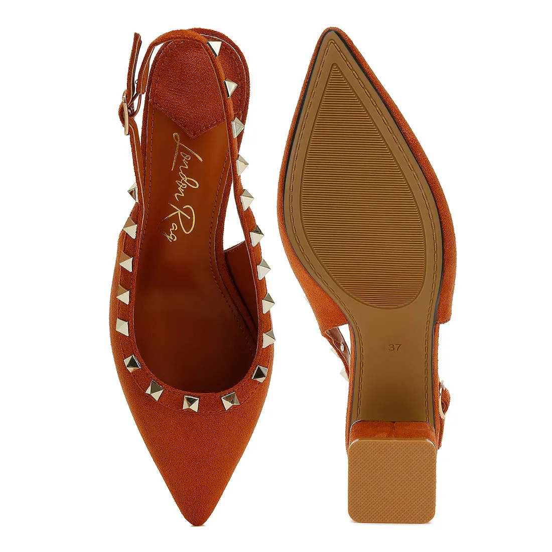 Stud Embellished Microfiber Sandals