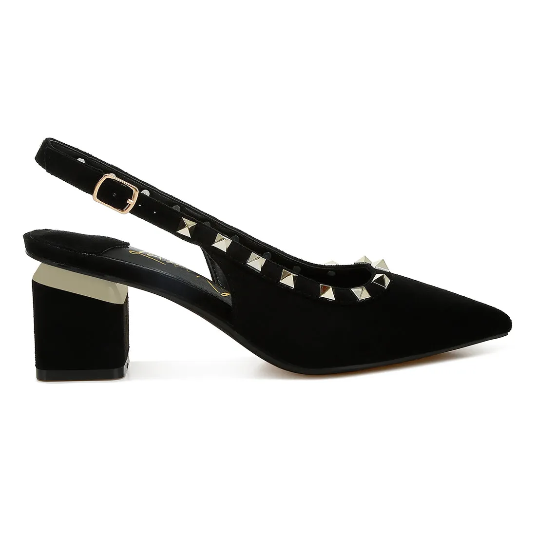 Stud Embellished Microfiber Sandals