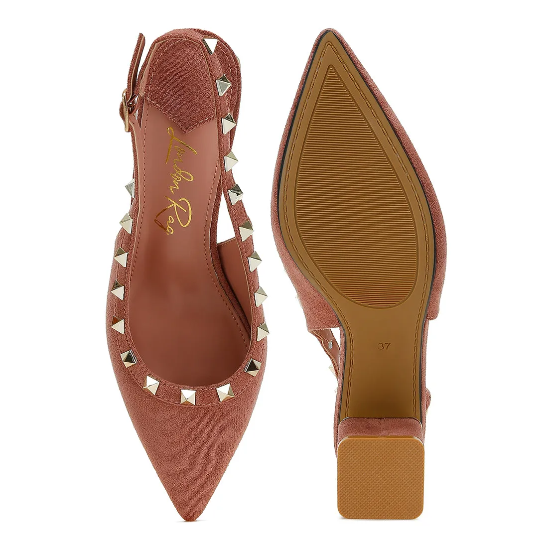 Stud Embellished Microfiber Sandals
