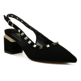 Stud Embellished Microfiber Sandals