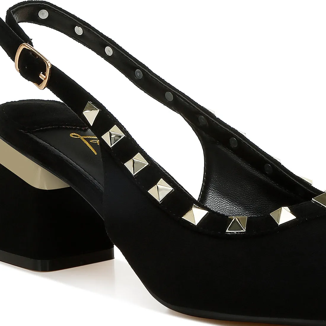 Stud Embellished Microfiber Sandals