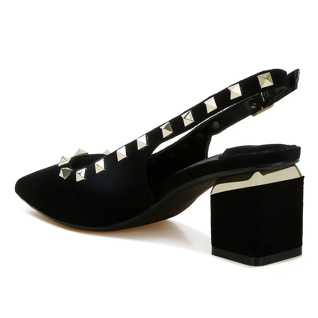 Stud Embellished Microfiber Sandals
