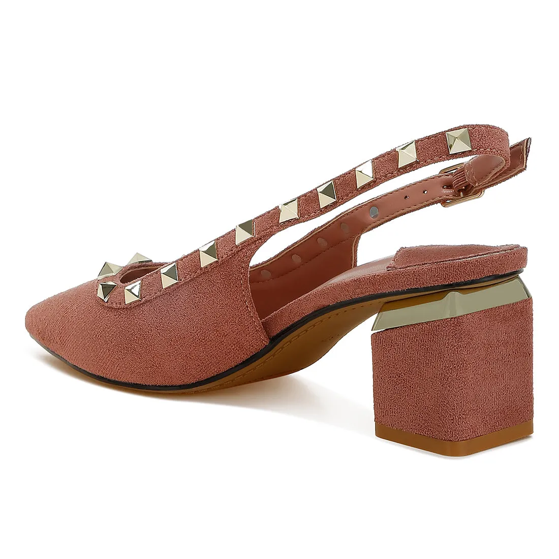 Stud Embellished Microfiber Sandals