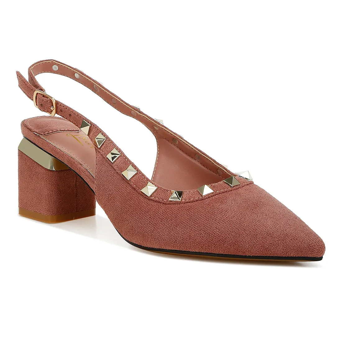Stud Embellished Microfiber Sandals