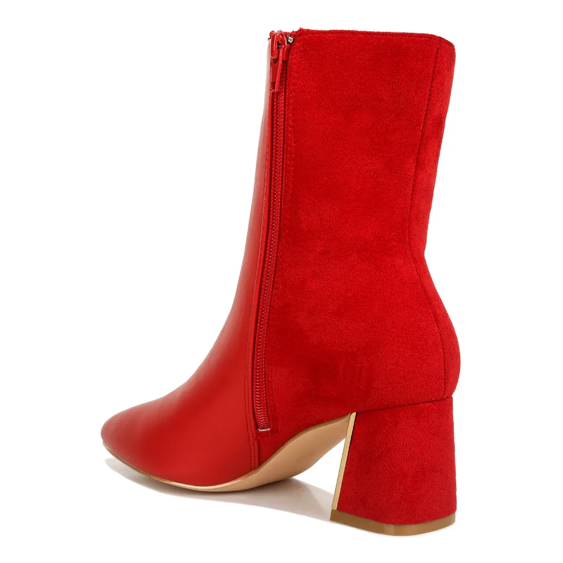 Suede Back Panel High Ankle Boots