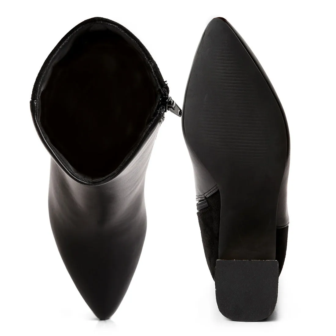 Suede Back Panel High Ankle Boots
