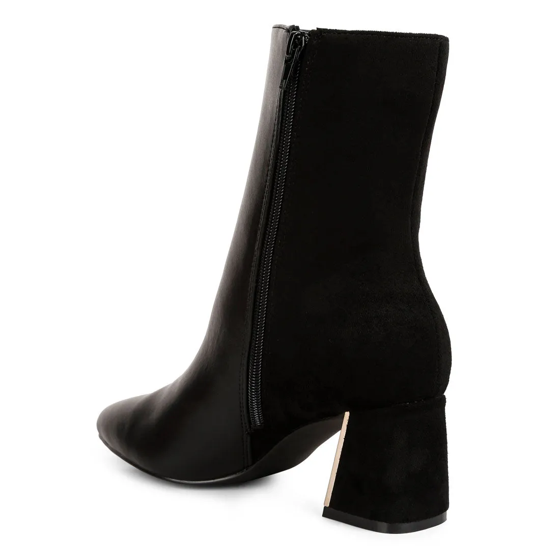 Suede Back Panel High Ankle Boots