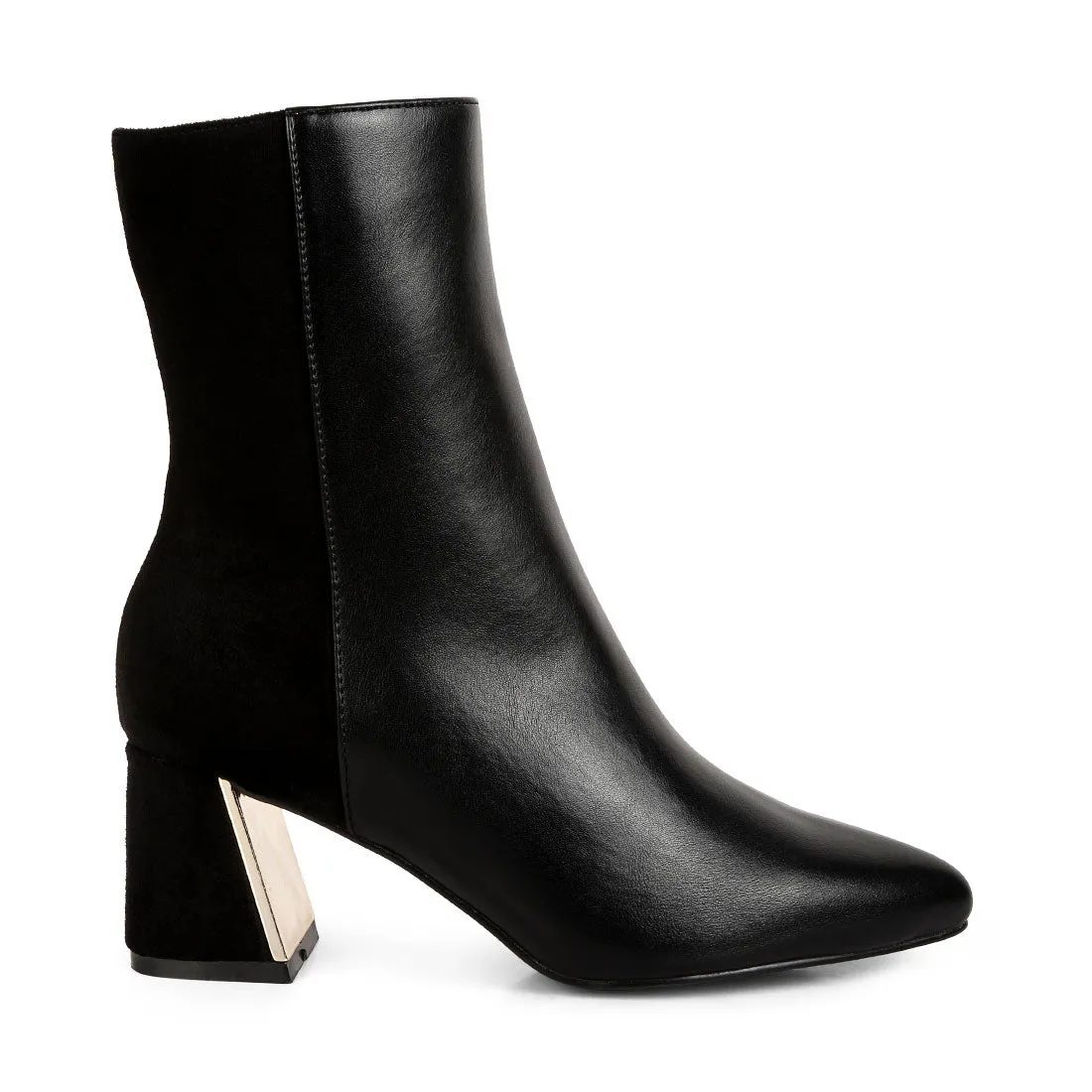 Suede Back Panel High Ankle Boots