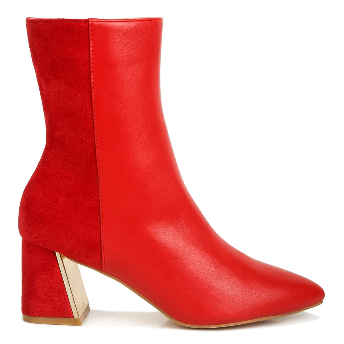 Suede Back Panel High Ankle Boots