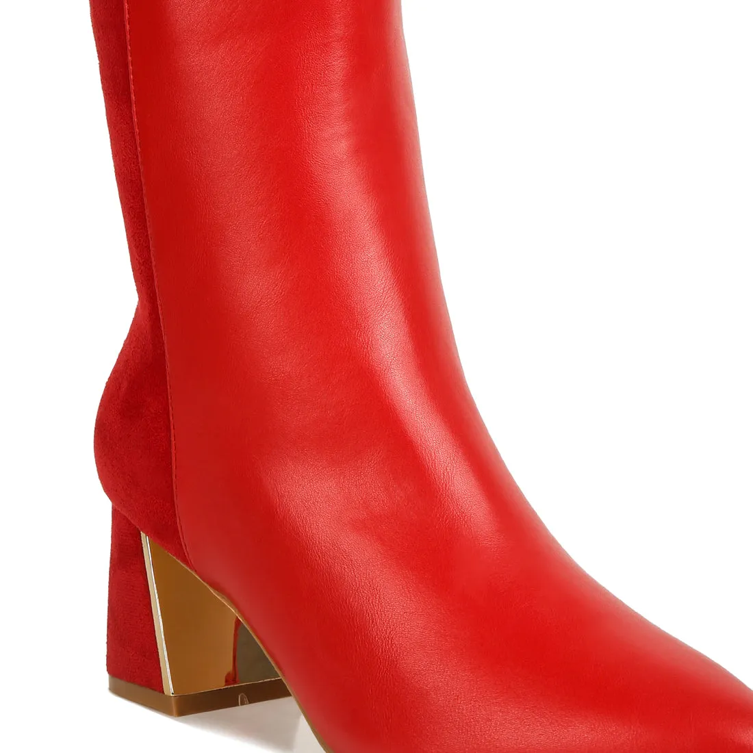Suede Back Panel High Ankle Boots