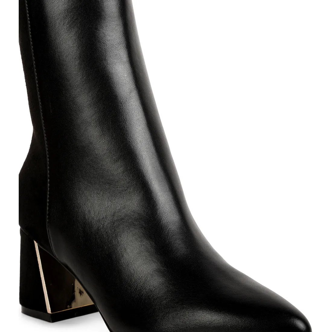 Suede Back Panel High Ankle Boots