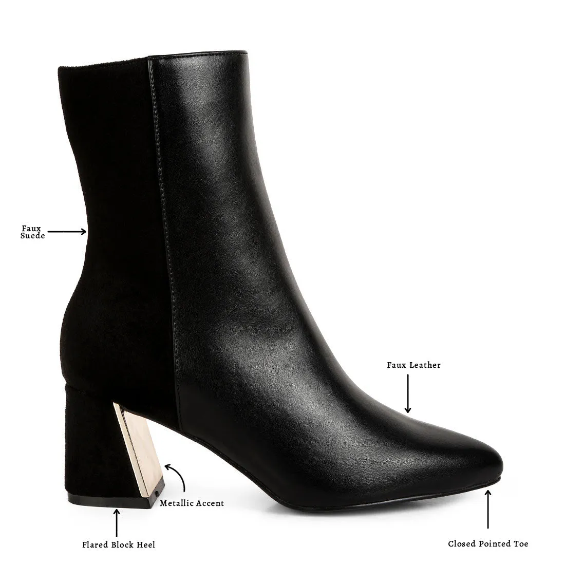 Suede Back Panel High Ankle Boots