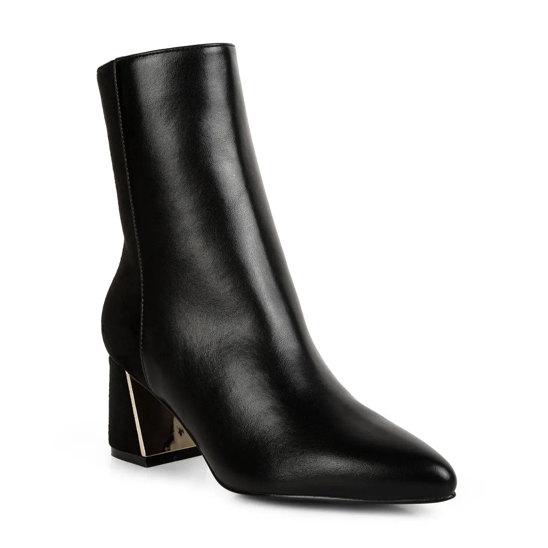 Suede Back Panel High Ankle Boots