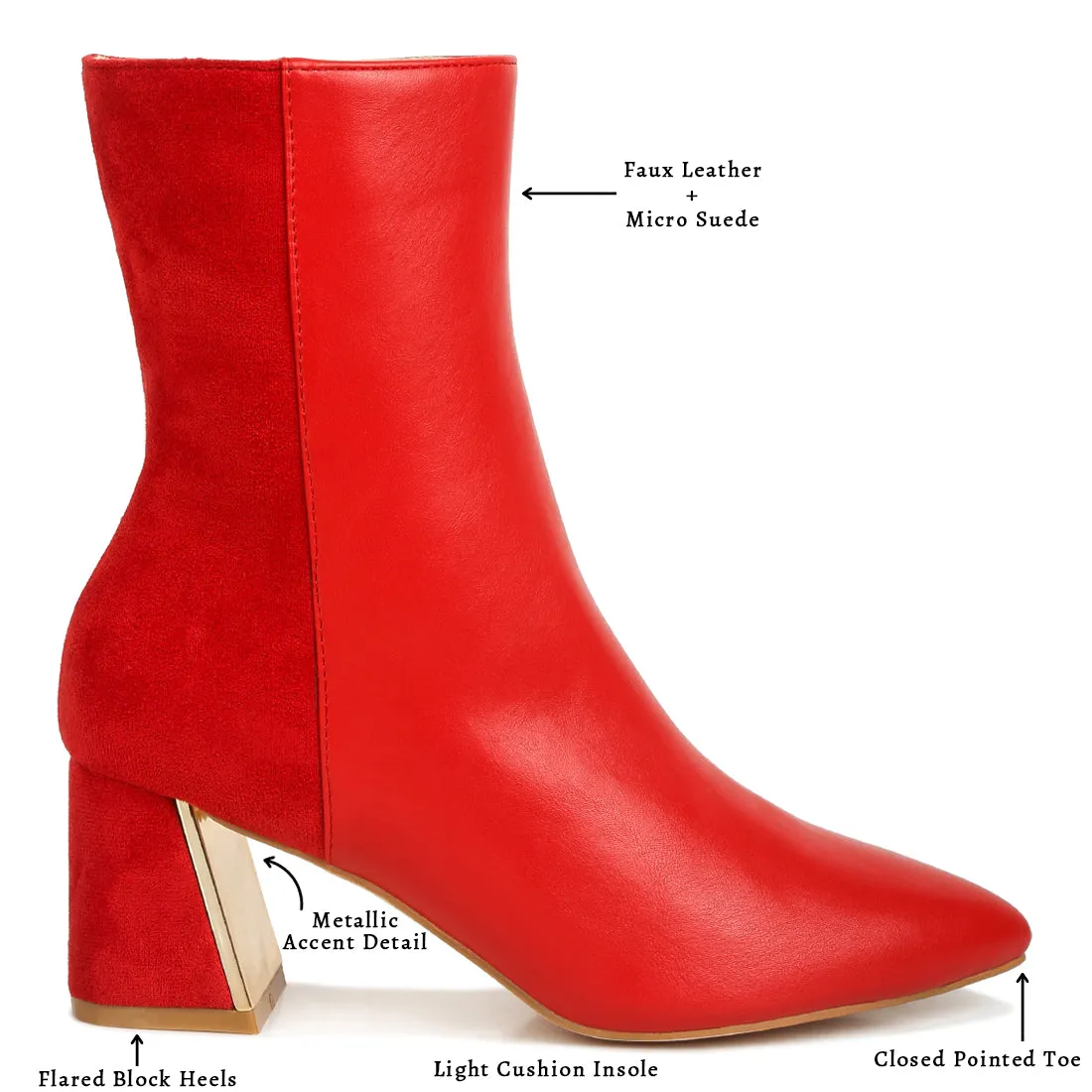Suede Back Panel High Ankle Boots