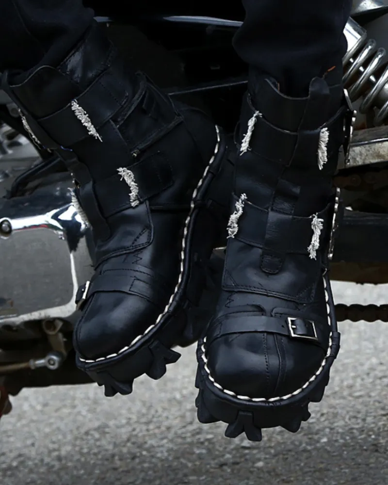 Techwear Punk Skull Unisex Motorcycle Riding Boots