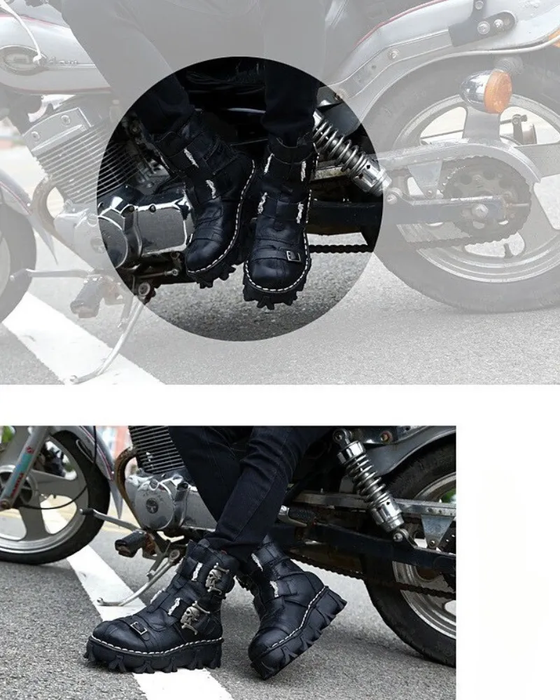 Techwear Punk Skull Unisex Motorcycle Riding Boots