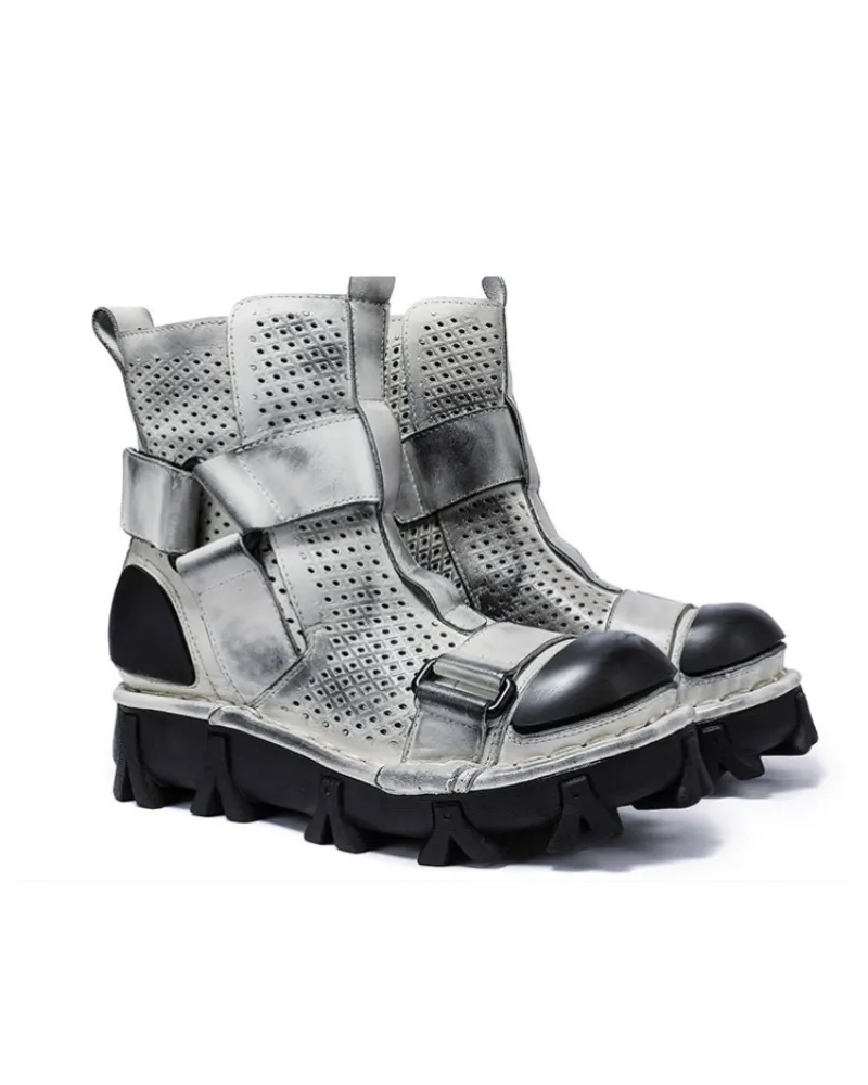 Techwear Punk Style Unisex Motorcycle Platform Boots