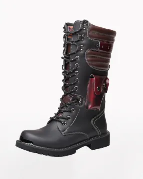 Techwear Unisex Motorcycle Black Knee High Boots