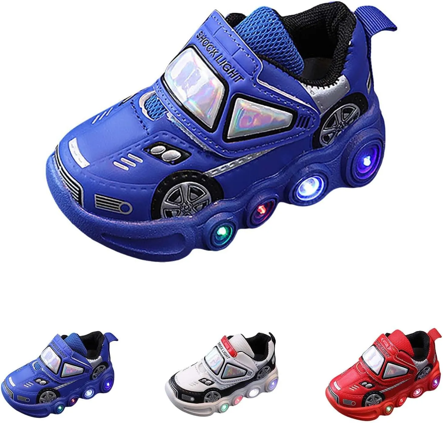 Toddler Light Up Shoes Boys Car Pattern Luminous Sport Sneaker, Kids Fashion Stylish Cute Soft Sole Athletic Shoes