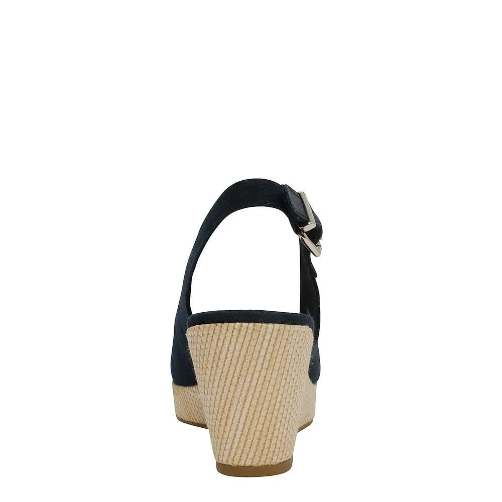 Tommy Hilfiger Elba Sling Back Wedge Sandals in Desert Sky Navy