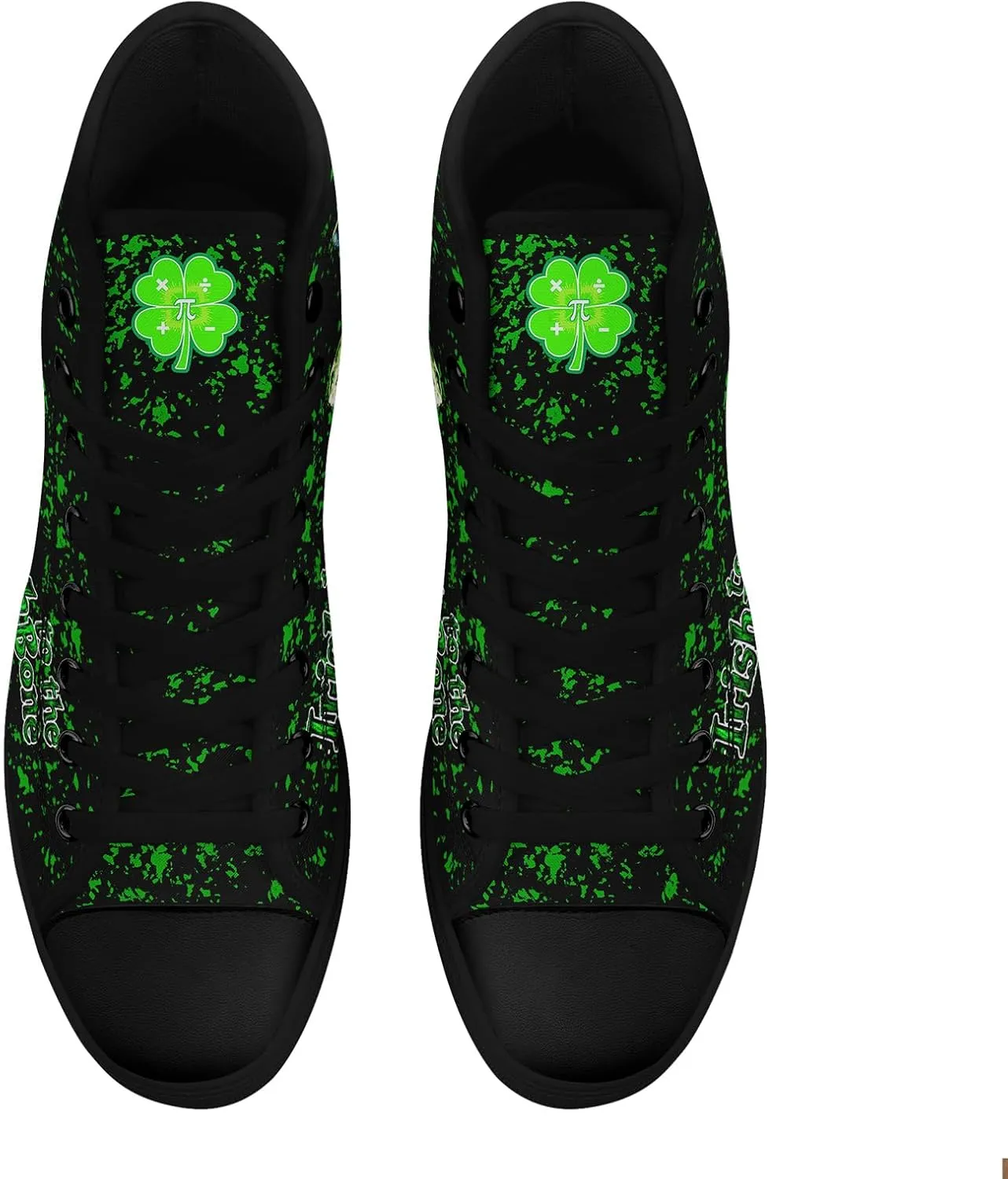 Unisex High-Top Canvas Sneakers – Green Lucky Design with Clover Hat, Comfortable and Stylish Canvas Casual Shoes for Men