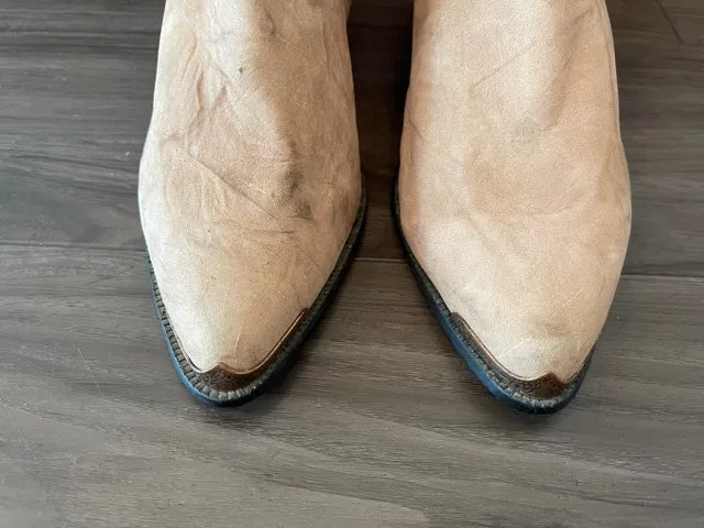 Vintage Beige Fringe Cowboy Boots