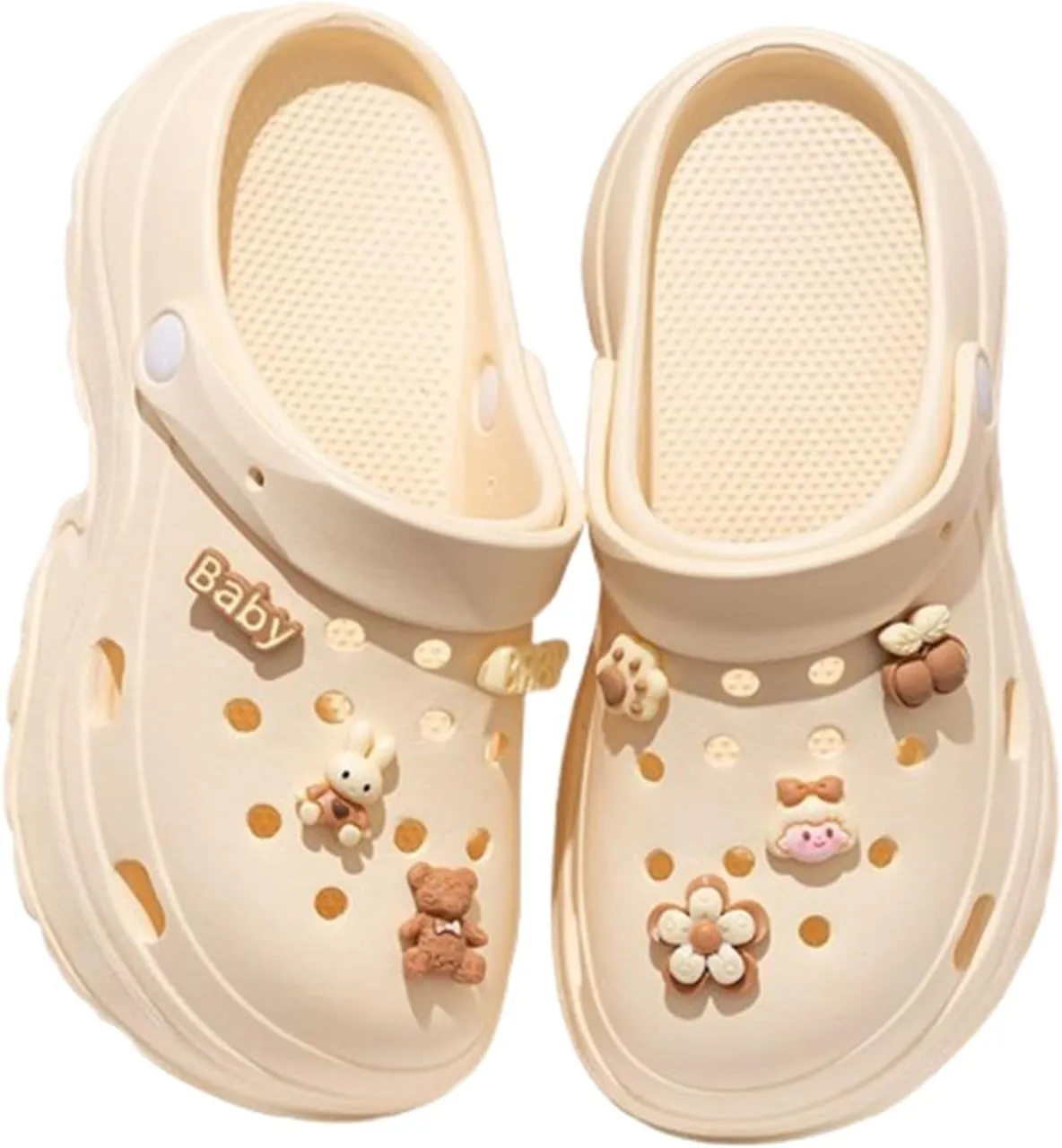 Women's breathable hole shoes, EVA super soft thick sole, light, beach sandals, height increase