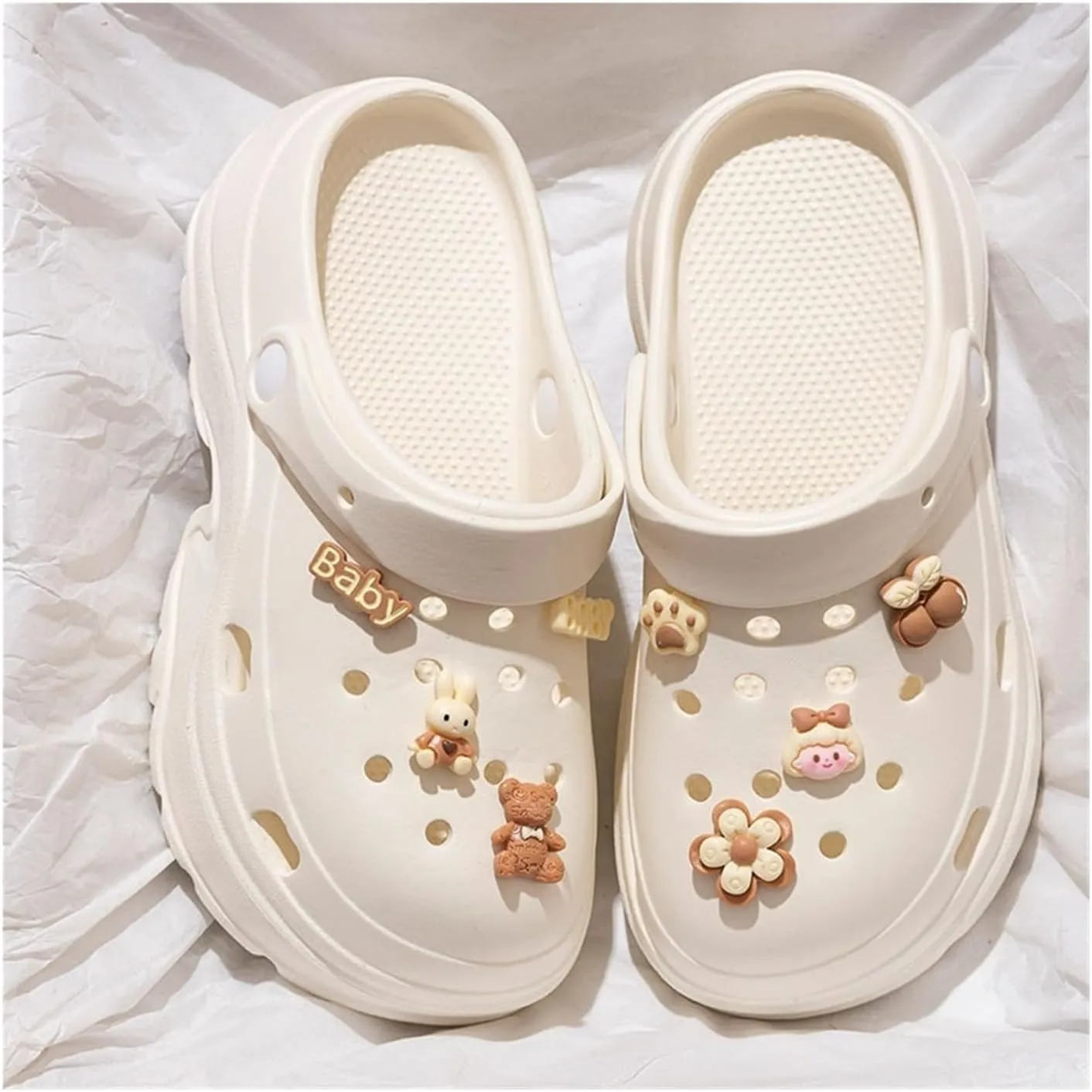 Women's breathable hole shoes, EVA super soft thick sole, light, beach sandals, height increase