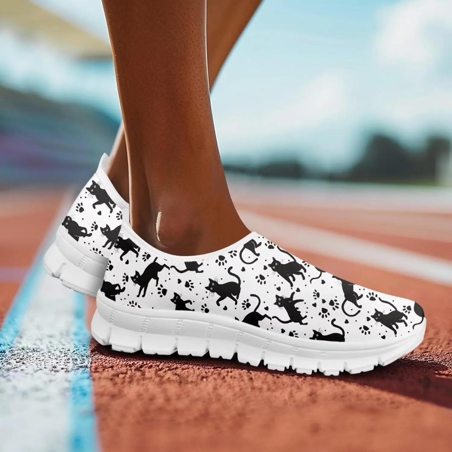 Women's Cat Print Outdoor Loafers Wide Driving Shoes Classic Business Work Flats Loafer Size 5-13
