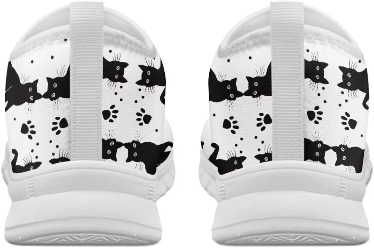 Women's Cat Print Outdoor Loafers Wide Driving Shoes Classic Business Work Flats Loafer Size 5-13