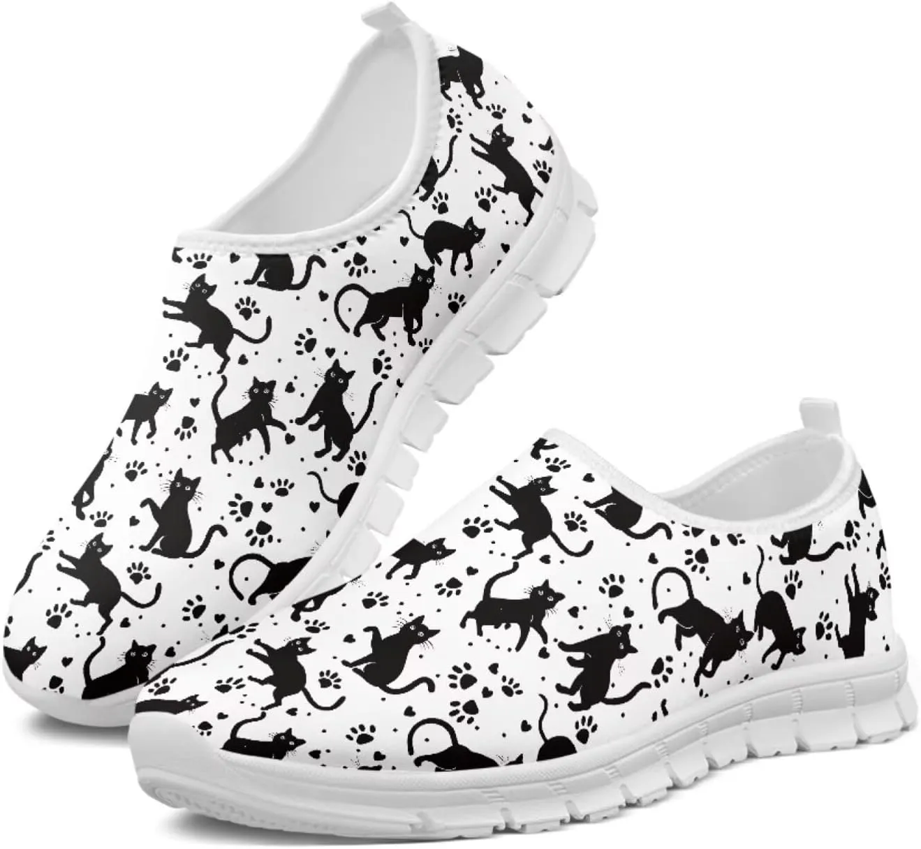 Women's Cat Print Outdoor Loafers Wide Driving Shoes Classic Business Work Flats Loafer Size 5-13