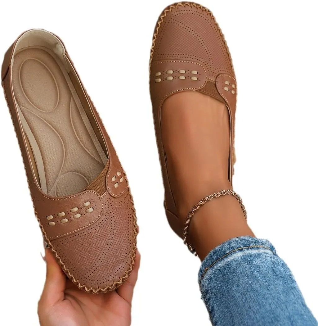 Women's Classic Comfort Leather Penny Loafers Casual Slip-Ons Lightweight Walking Flats Driving Mocs Boat Shoes