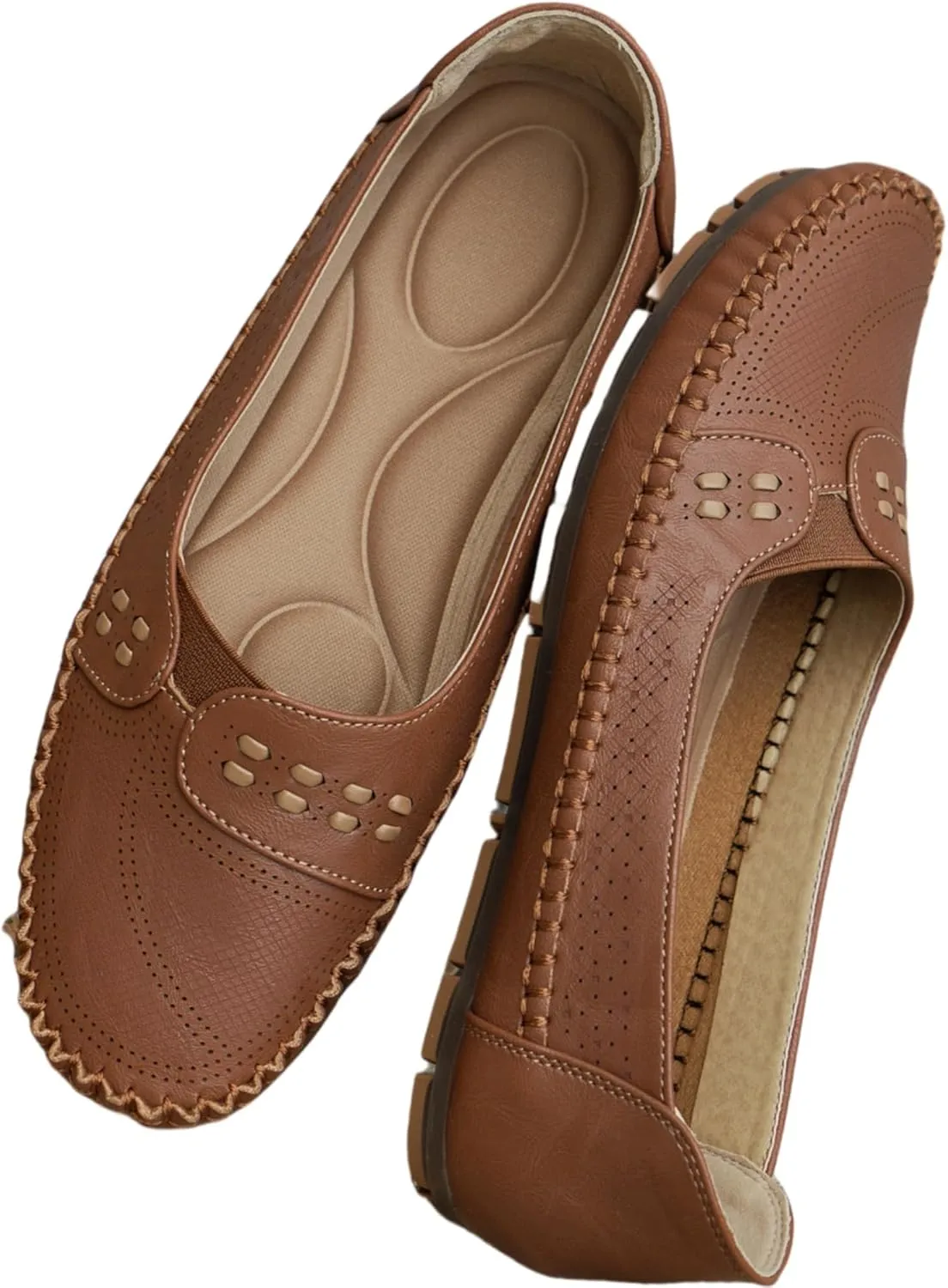 Women's Classic Comfort Leather Penny Loafers Casual Slip-Ons Lightweight Walking Flats Driving Mocs Boat Shoes