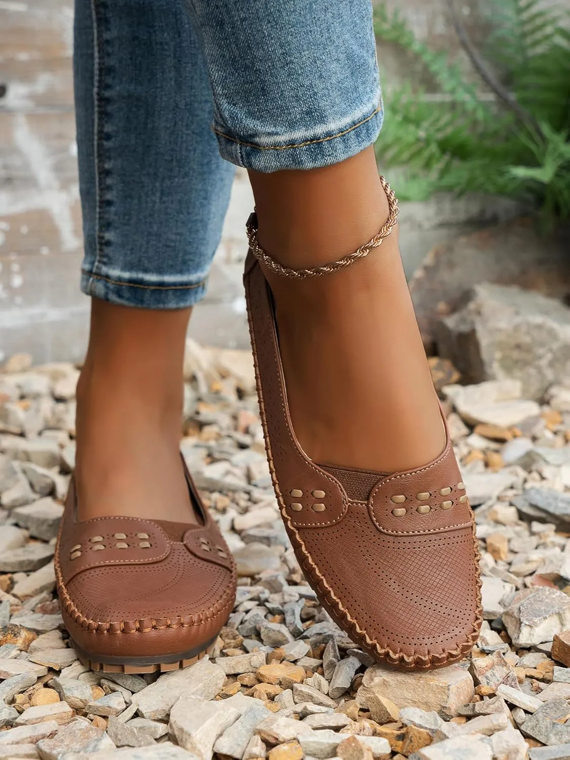 Women's Classic Comfort Leather Penny Loafers Casual Slip-Ons Lightweight Walking Flats Driving Mocs Boat Shoes