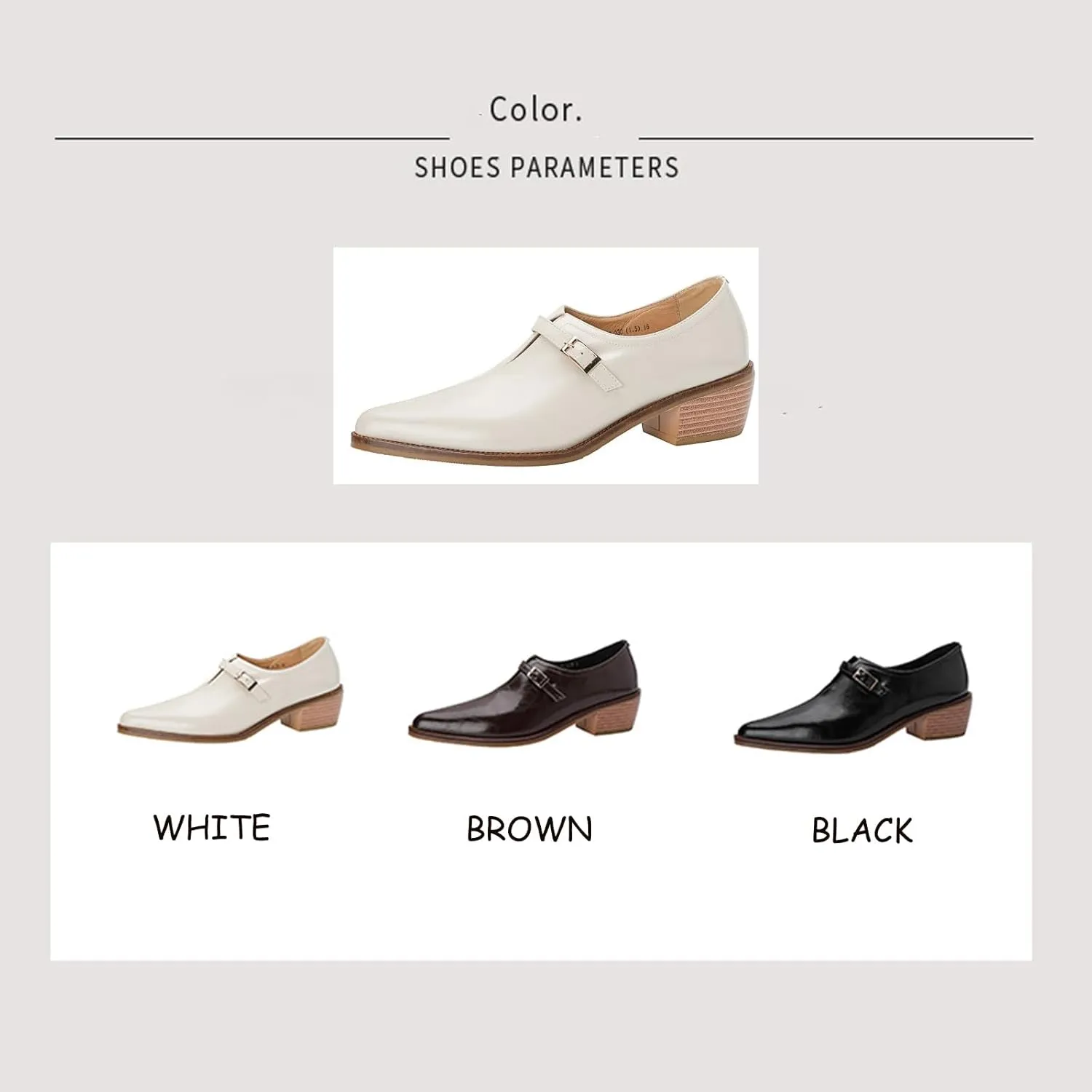 Women'S Fashion Leather Chunky Block Stacked Heel Ankle Boots With Belt Buckles, Elegant Closed Pointed Toe Casual Dress Loafers Office Formal Business Pumps.