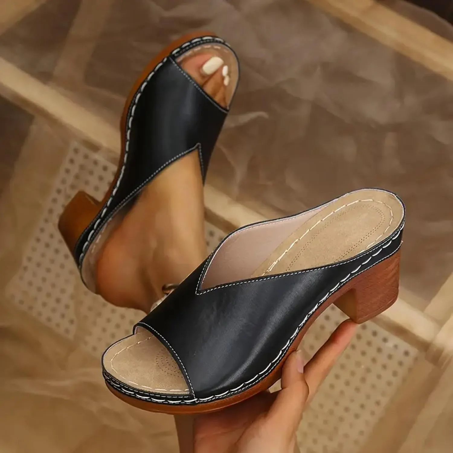 Women's Platform Heels Wedge Sandals Summer Casual Open Toe Slip on High Heels Slippers Lightweight Comfortable High Chunky Block Wedges Sandals Dressy Comfortable Shoes